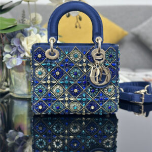 Dior Embroidered Blue Diamond Bag