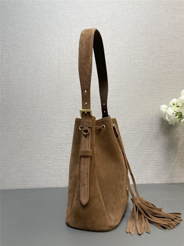 Prada Suede Bucket Bag - Image 5