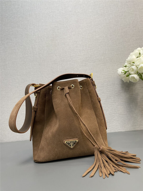 Prada Suede Bucket Bag - Image 6