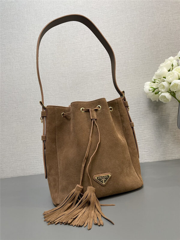 Prada Suede Bucket Bag - Image 7