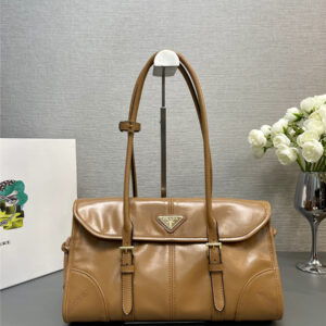 Prada Black Medium Leather Shoulder Bag Brown