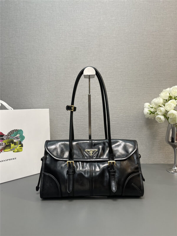 Prada Black Medium Leather Shoulder Bag Black