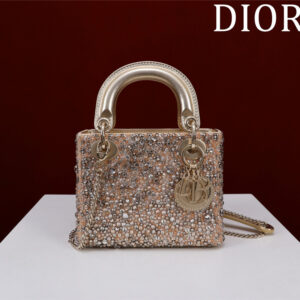Dior Lady Embroidered Beaded Diamond Handbag