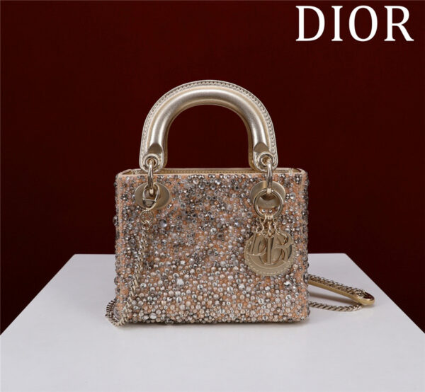 Dior Lady Embroidered Beaded Diamond Handbag