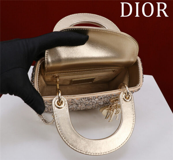 Dior Lady Embroidered Beaded Diamond Handbag - Image 6
