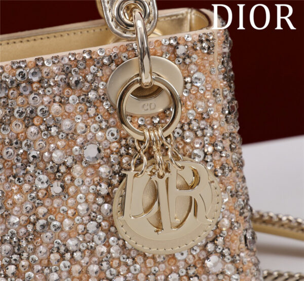 Dior Lady Embroidered Beaded Diamond Handbag - Image 7