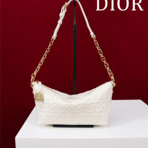 dior star hobo bag with chain White