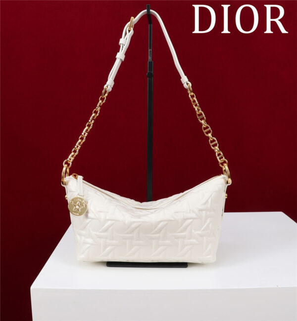 dior star hobo bag with chain White
