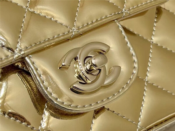 CC CF gold patent leather flap bag - Image 3