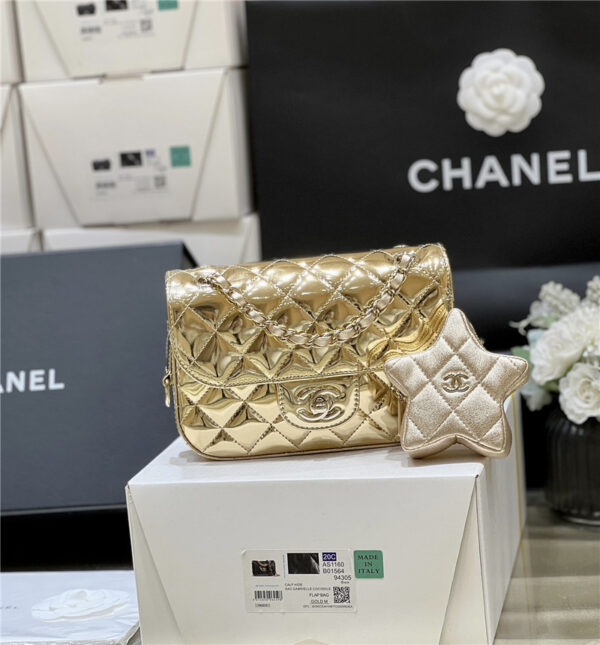 CC CF gold patent leather flap bag - Image 7