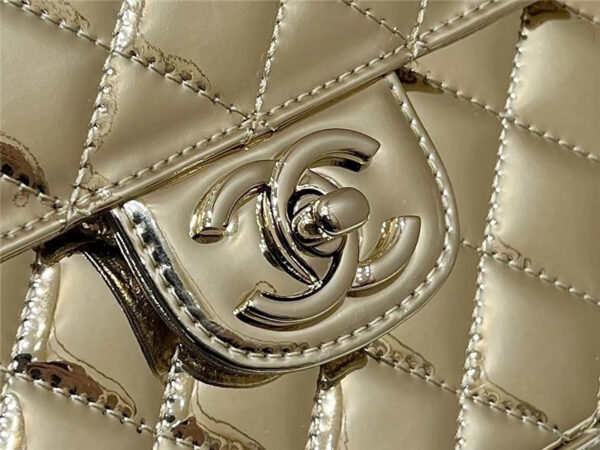 CC patent leather gold double backpack - Image 4