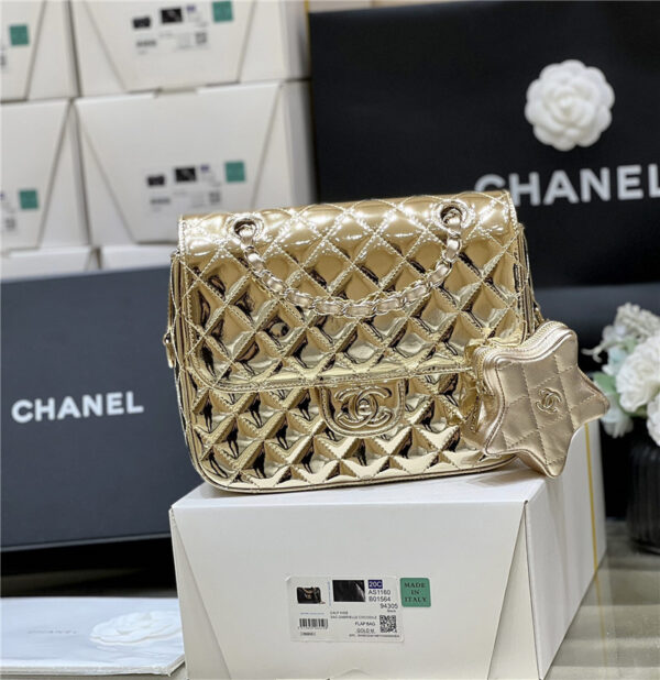 CC patent leather gold double backpack - Image 5