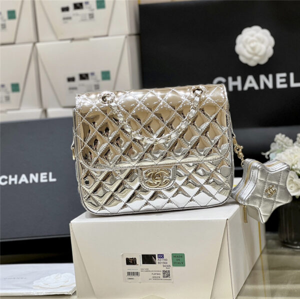 CC patent leather silver double backpack - Image 2