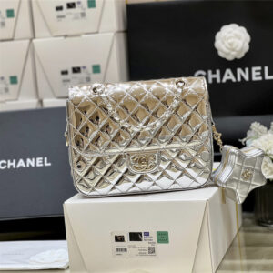 CC patent leather silver double backpack