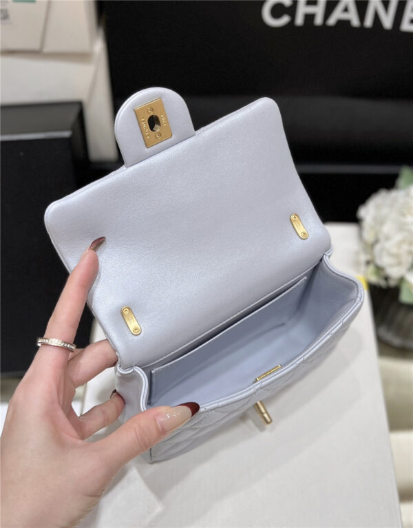 CC Blue Logo Pearl Chain Bag Small - Image 3