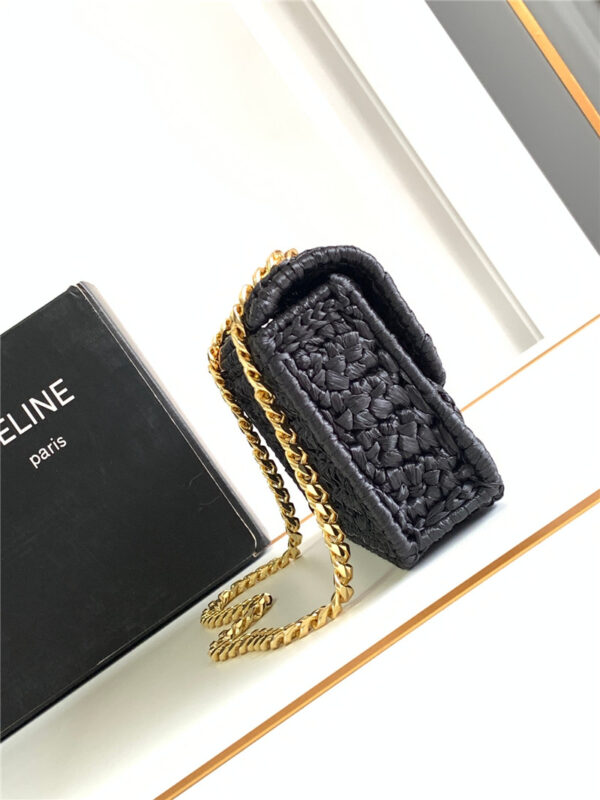 Celine Raffia Effect Claude Chain Shoulder Bag - Image 3