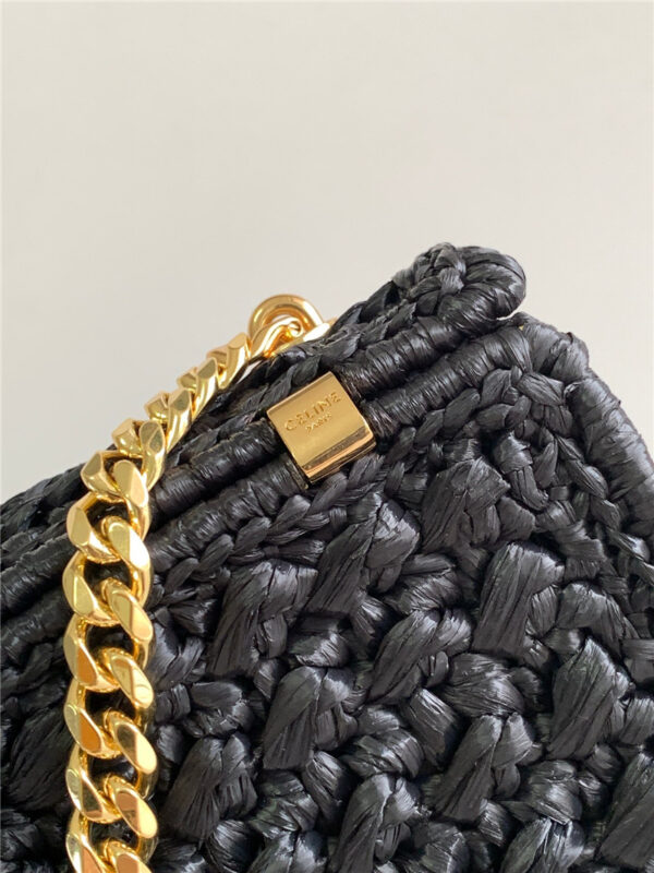 Celine Raffia Effect Claude Chain Shoulder Bag - Image 4