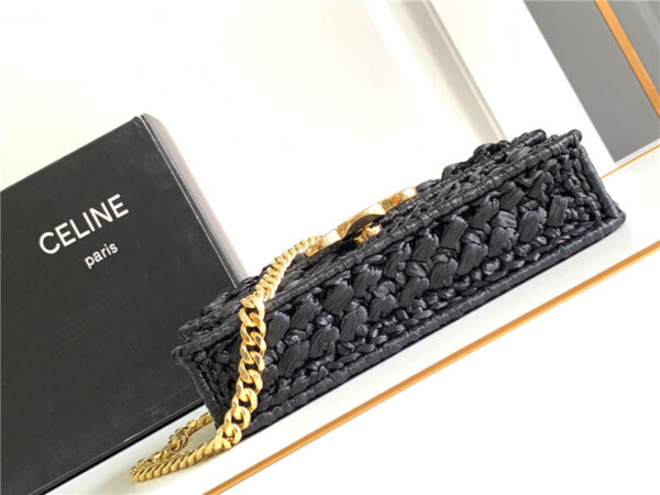 Celine Raffia Effect Claude Chain Shoulder Bag - Image 5