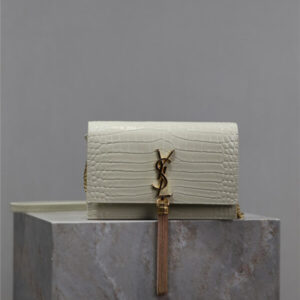 YSL Kate Tassel Chain Bag in White