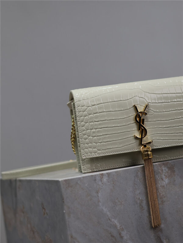 YSL Kate Tassel Chain Bag in White - Image 8