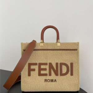 fendi sunshine straw shopping bag