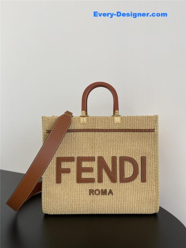fendi sunshine straw shopping bag