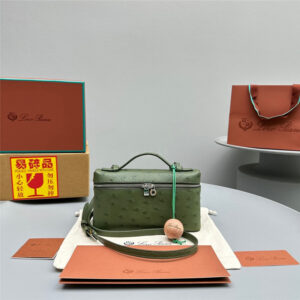loro piana extra pocket ostrich leather pouch