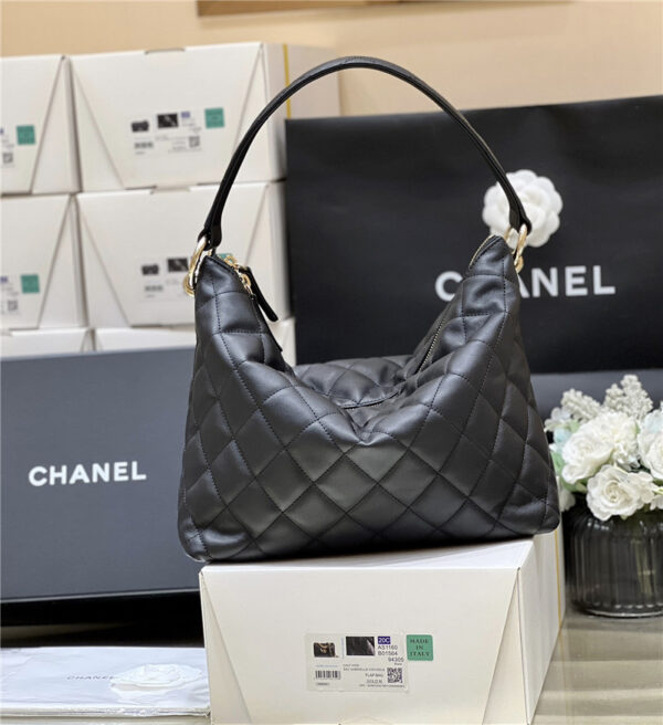 CC logo cowhide hobo bag