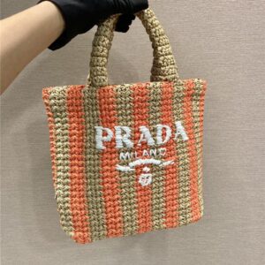 prada raffia tote bag