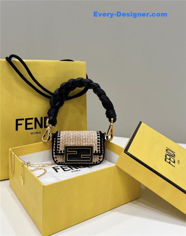 fendi Nano baguette raffia charm mini bag - Image 3