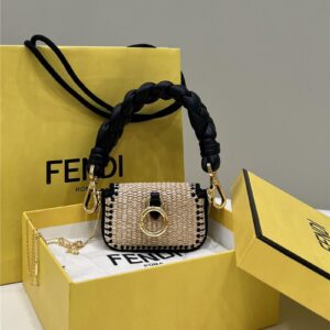 fendi Nano baguette raffia charm mini bag
