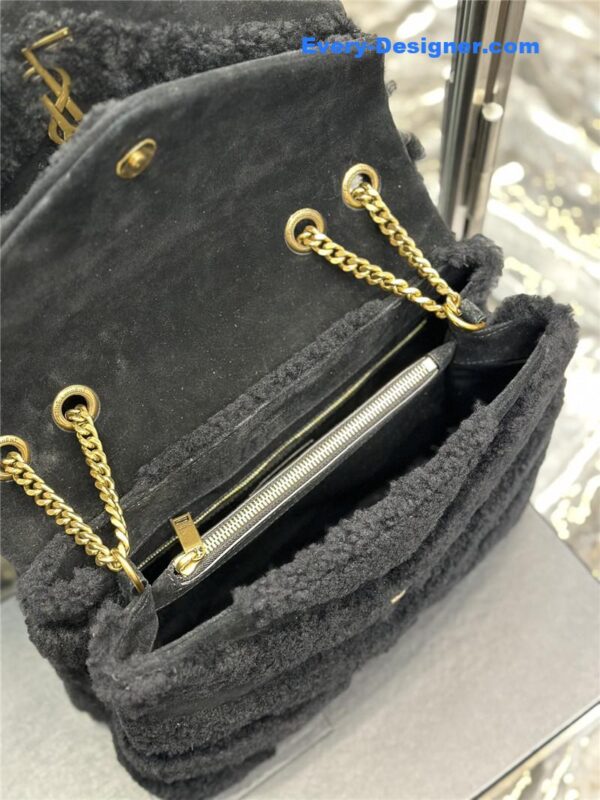 ysl black suede lamb wool loulou bag - Image 2