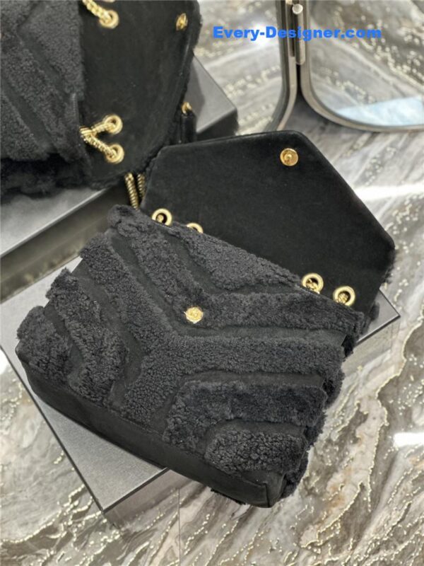 ysl black suede lamb wool loulou bag - Image 5