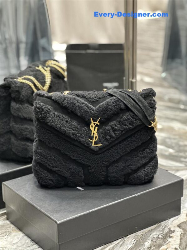 ysl black suede lamb wool loulou bag - Image 6