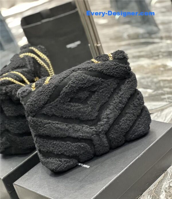 ysl black suede lamb wool loulou bag - Image 7