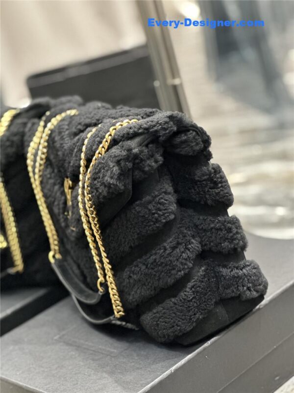 ysl black suede lamb wool loulou bag - Image 8