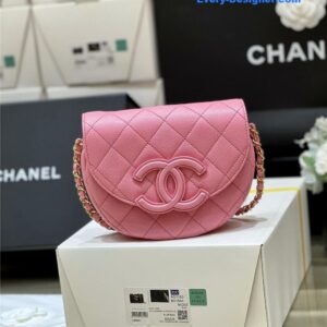 CC haas lychee leather pink saddle bag