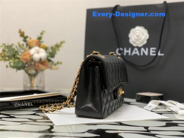 Chanel classic flap caviar leather bag small - Image 6