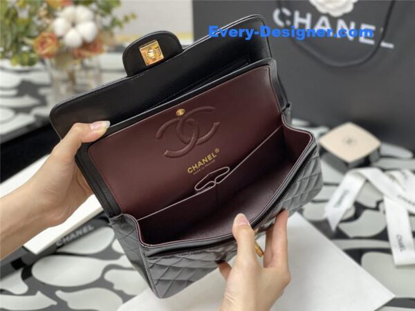 Chanel classic flap caviar leather bag small - Image 7
