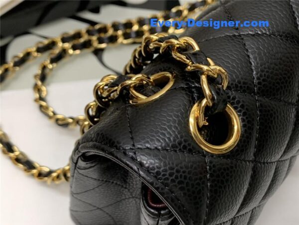 Chanel classic flap caviar leather bag small - Image 9