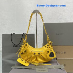 balenciaga le cagole leather shoulder bag yellow