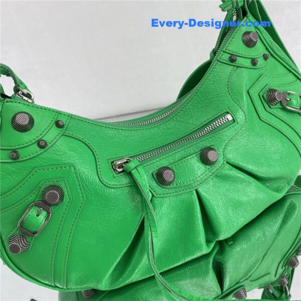 balenciaga le cagole leather shoulder bag green - Image 5