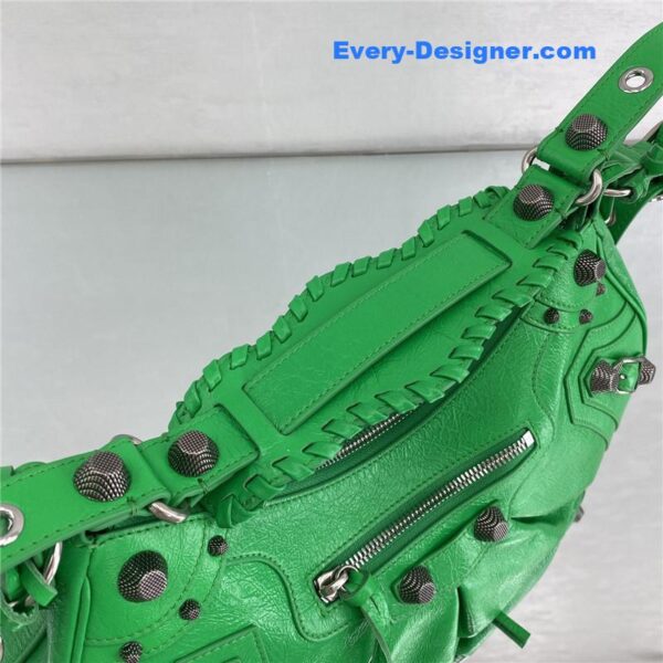 balenciaga le cagole leather shoulder bag green - Image 6