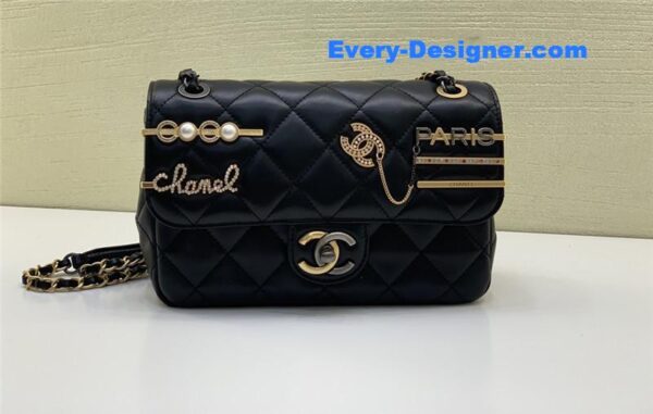Chanel badge cf metal decorative chain bag large - Image 3
