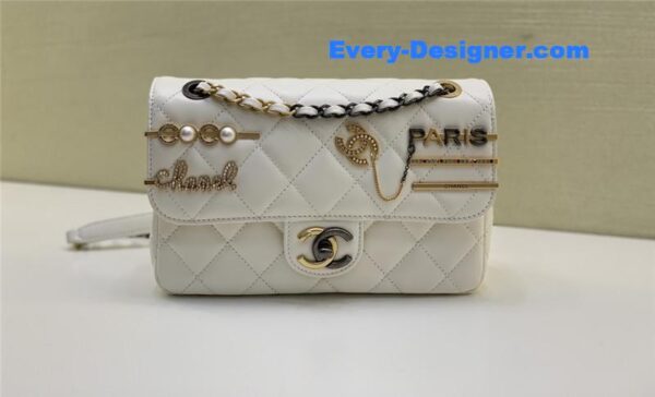 Chanel badge cf metal decorative chain bag large - Image 7