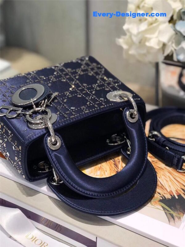 mini lady dior bag black strass cannage satin - Image 4