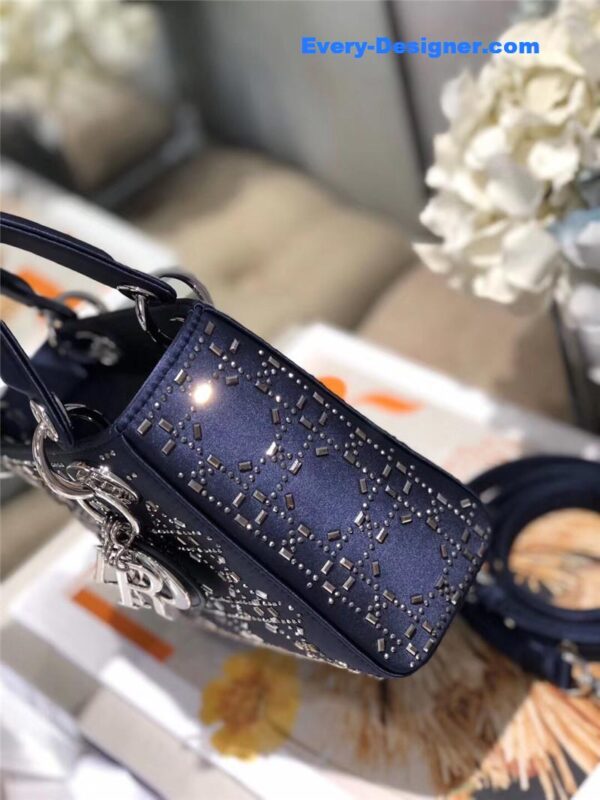 mini lady dior bag black strass cannage satin - Image 5