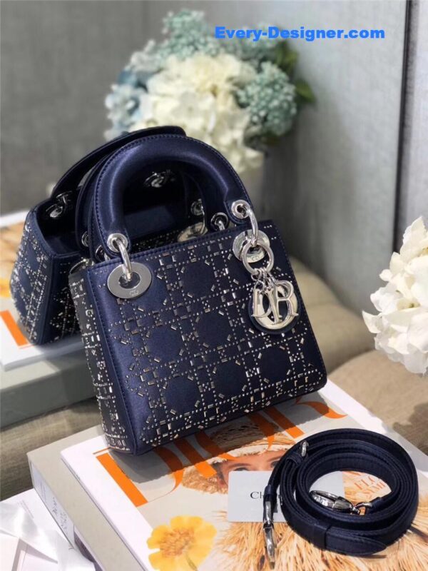 mini lady dior bag black strass cannage satin - Image 6