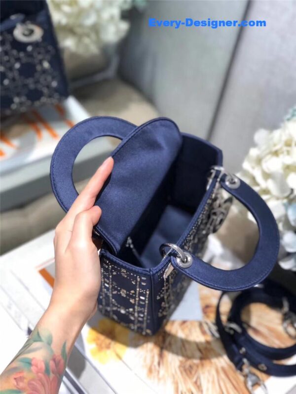 mini lady dior bag black strass cannage satin - Image 7