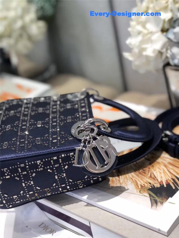 mini lady dior bag black strass cannage satin - Image 9